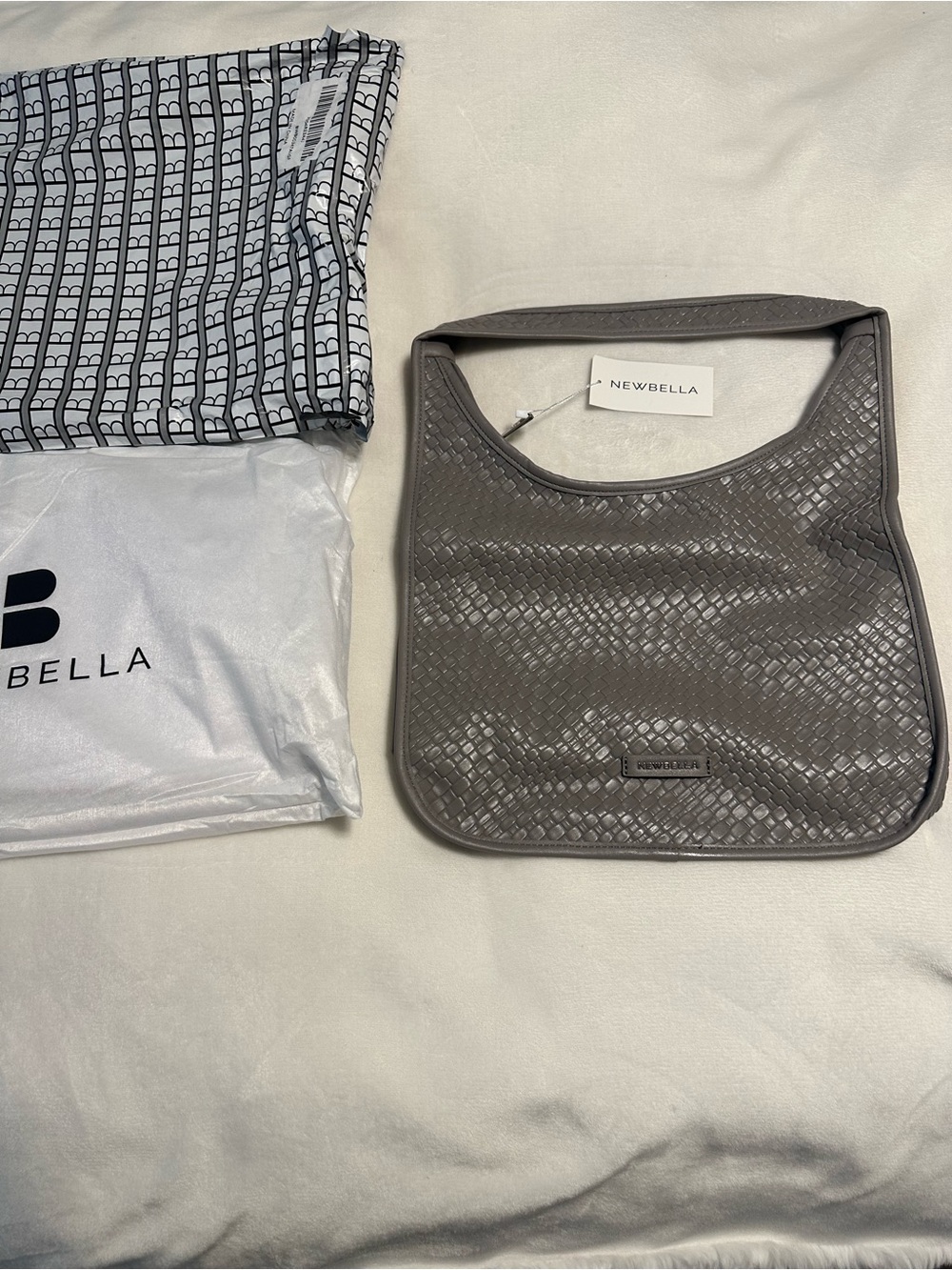 Newbella Gray Woven-Texture Tote Bag